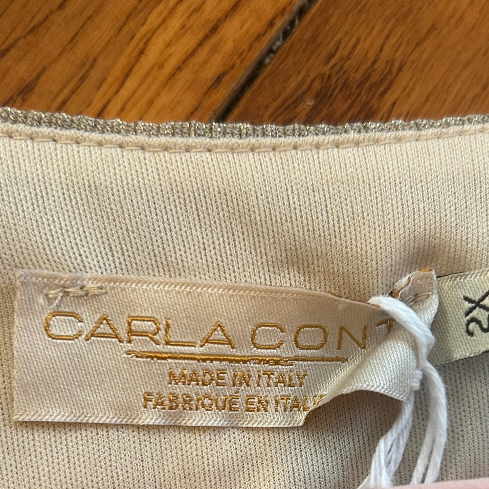 Carla Conti Made in Italy Gold Metallic Pleated Empire Waist Maxi Dress 2X NWT - Picture 8 of 10